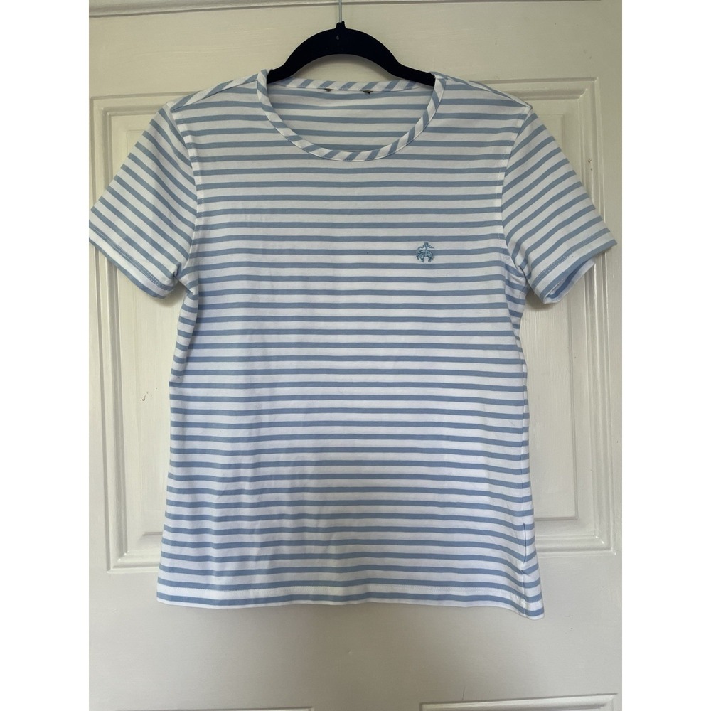 Brooks Brothers Women's T Shirt Blue And White Striped Medium